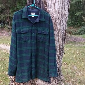 L.L. Bean Dark Green and Navy Plaid Shirt